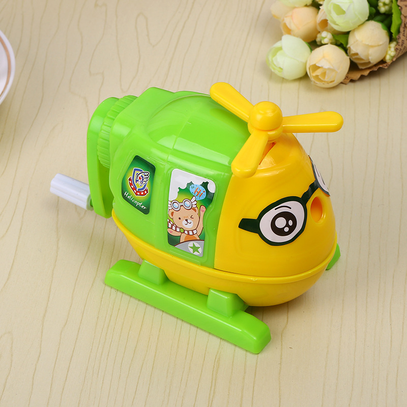 Manufacturer direct marketing creative cartoon helicopter style pencil sharpener hand swing pencil sharpener stationery