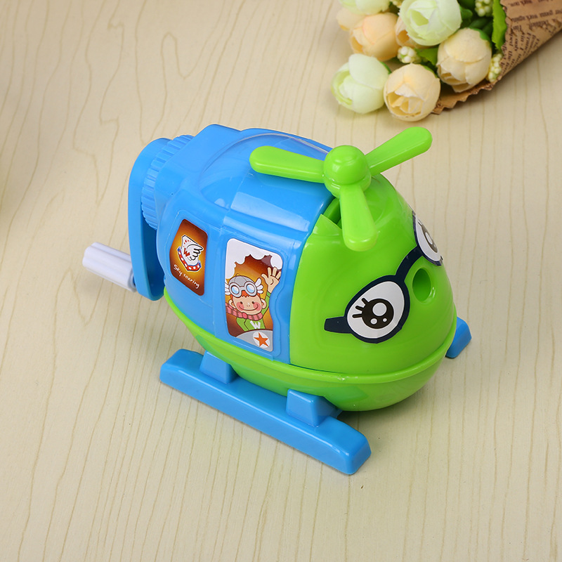 Manufacturer direct marketing creative cartoon helicopter style pencil sharpener hand swing pencil sharpener stationery