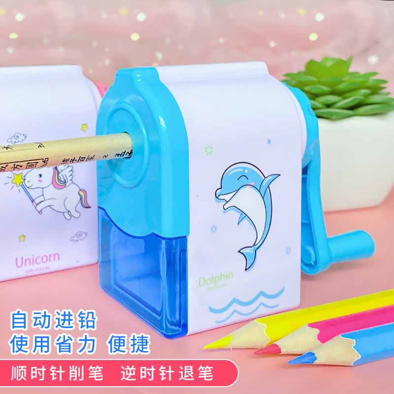 Creative Children&#039;s Stationery Automatic Lead Pencil Sharpener Cartoon Pencil Sharpener Pencil Shapper Hand-Cranked Pencil Sharpener Stationery Wholesale