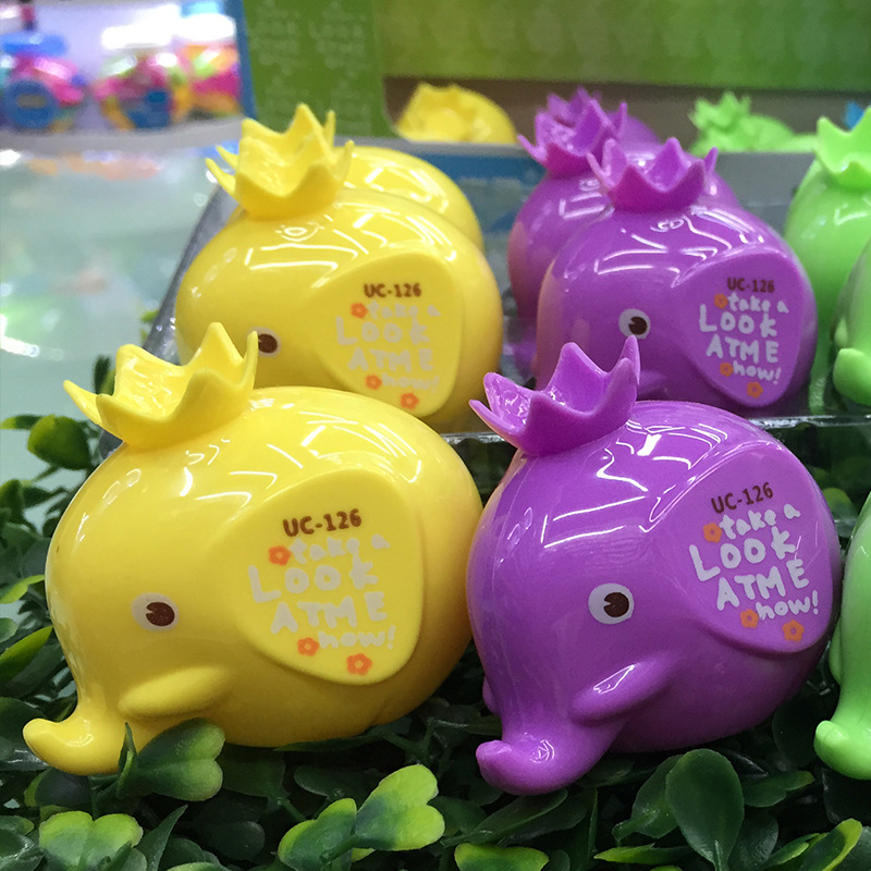 Elephant shape double hole hand pencil sharpener plastic case sharpener pencil sharpener