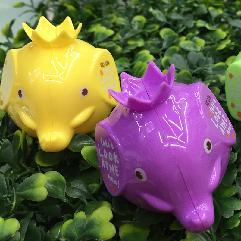Elephant shape double hole hand pencil sharpener plastic case sharpener pencil sharpener