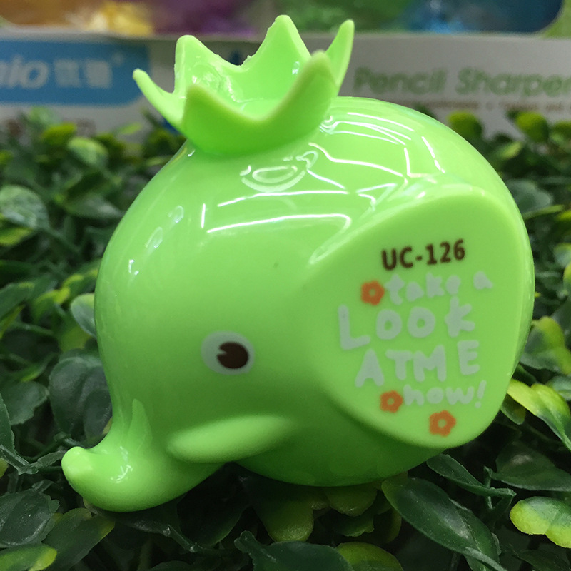 Elephant shape double hole hand pencil sharpener plastic case sharpener pencil sharpener