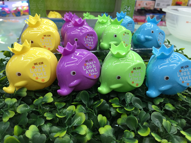 Elephant shape double hole hand pencil sharpener plastic case sharpener pencil sharpener