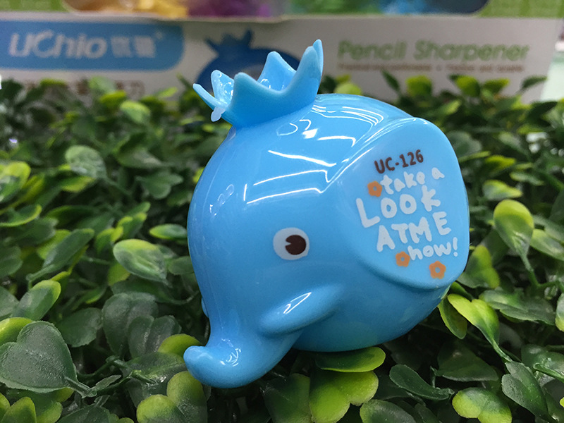 Elephant shape double hole hand pencil sharpener plastic case sharpener pencil sharpener