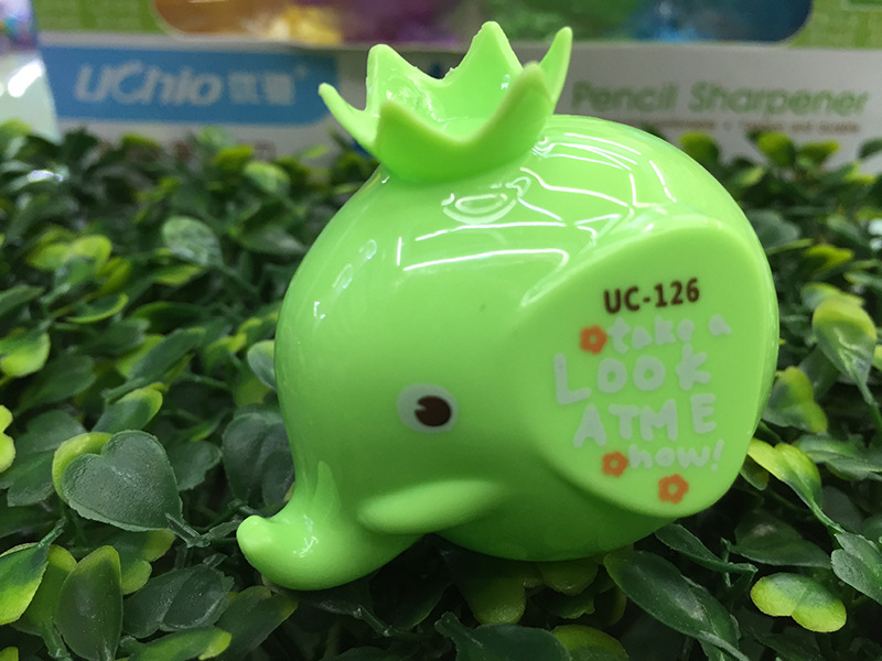Elephant shape double hole hand pencil sharpener plastic case sharpener pencil sharpener