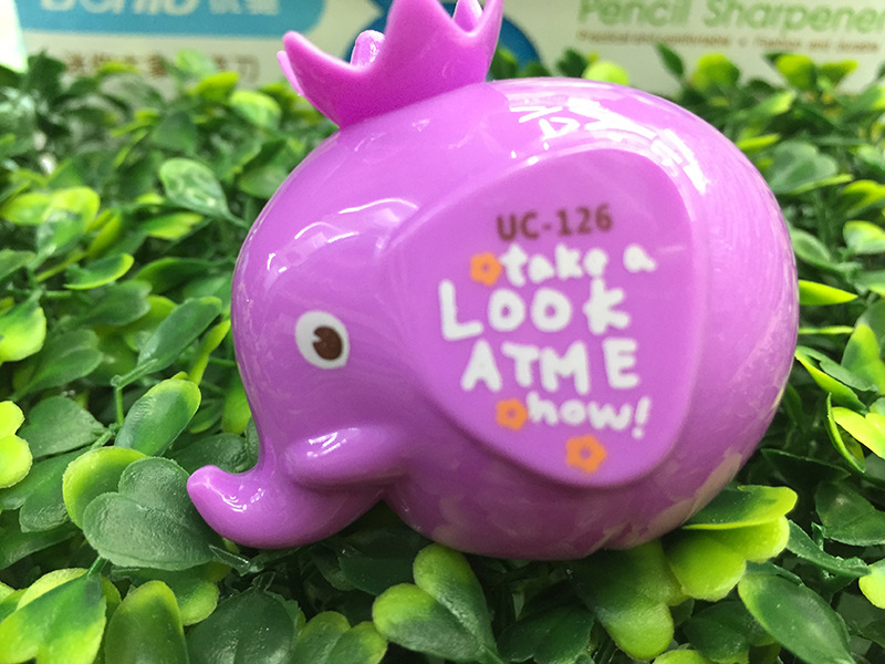 Elephant shape double hole hand pencil sharpener plastic case sharpener pencil sharpener