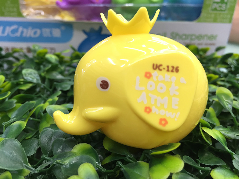 Elephant shape double hole hand pencil sharpener plastic case sharpener pencil sharpener