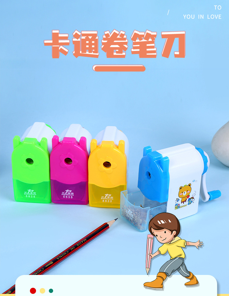 Wholesale Propelling Pencil Pencil Shapper Student Pen Spinning Cartoon Penknife Creative Pencil Sharpener Plastic Hand Pencil Sharpener