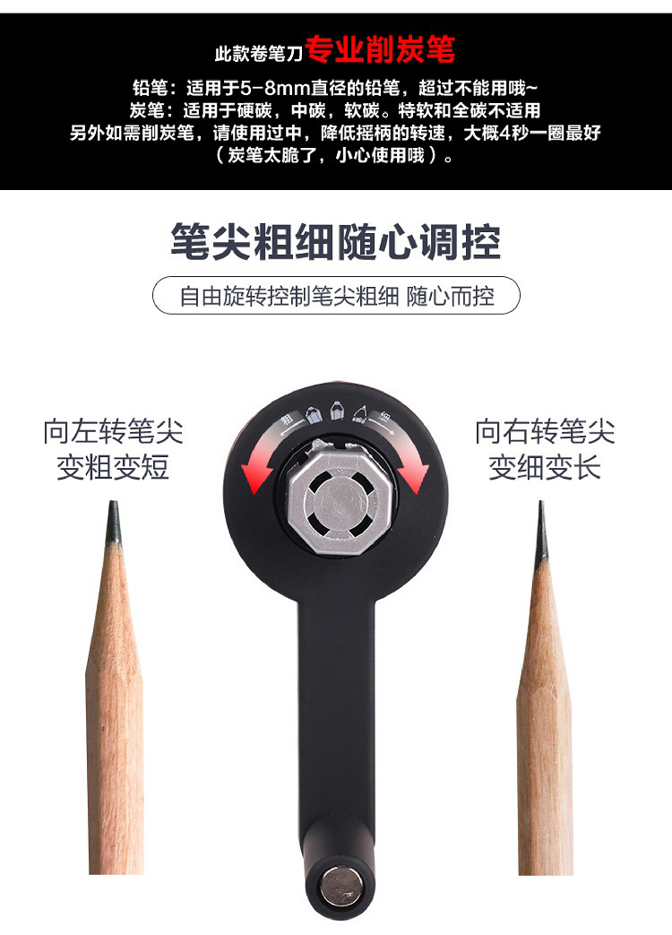 Legendary Road Art Sketch Charcoal Special Long Refill Hand-Cranking Pencil Sharpener Pencil Shapper Pencil Sharpener Pencil Sharpener Authentic