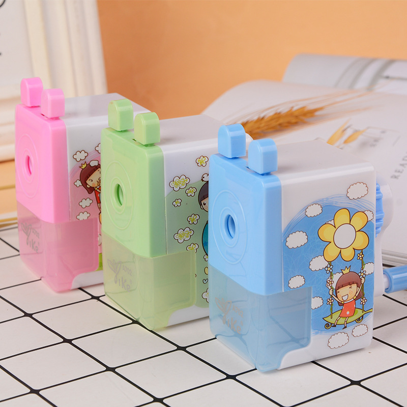 Creative Cartoon Hand-Cranking Pencil Shapper Pencil Sharpener Student Plastic Pencil Sharpener Children Pencil Sharpener Pencil Sharpener Office Supplies