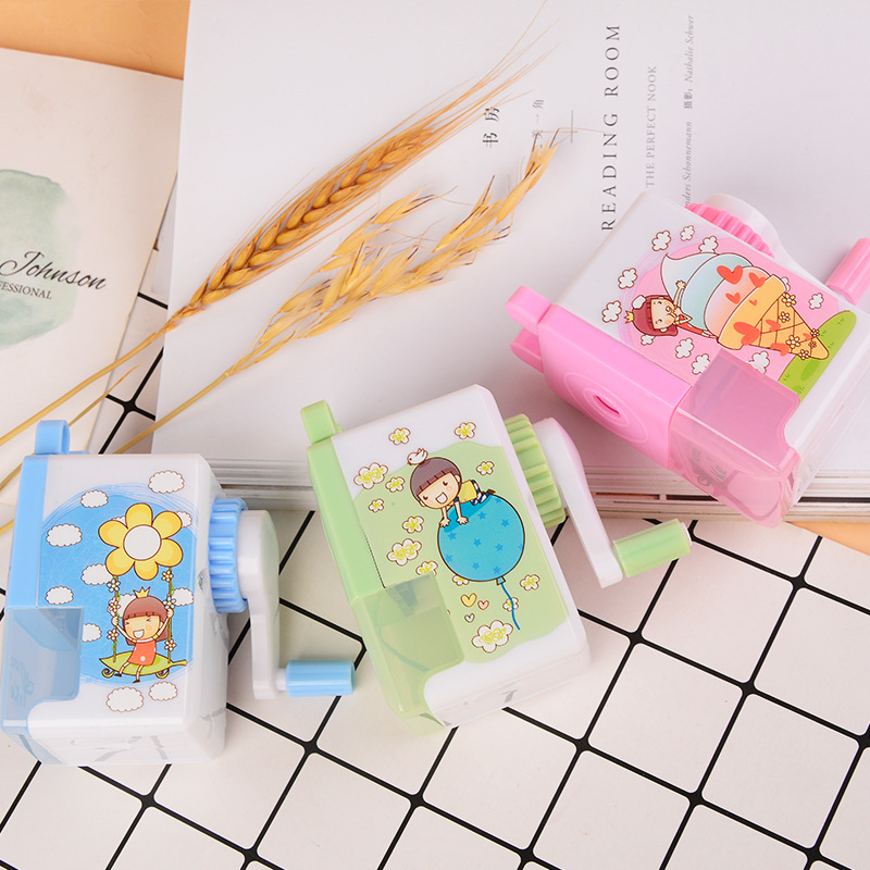 Creative Cartoon Hand-Cranking Pencil Shapper Pencil Sharpener Student Plastic Pencil Sharpener Children Pencil Sharpener Pencil Sharpener Office Supplies