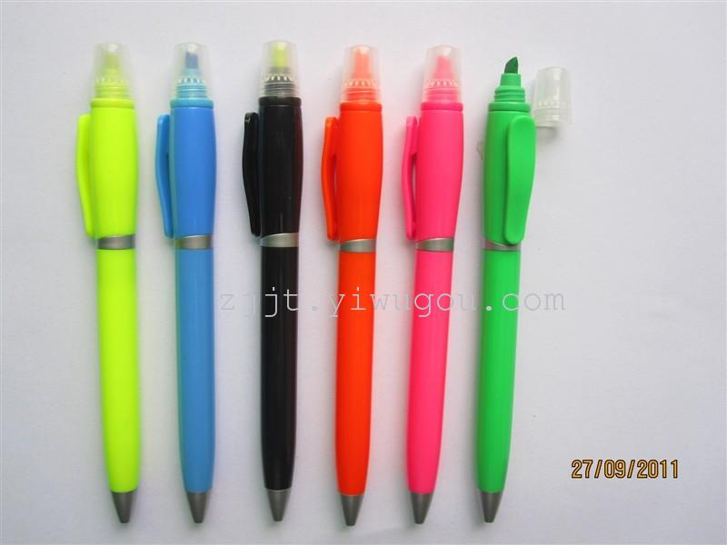New Korean double ball-point Pen Highlighter dual-use gel pens