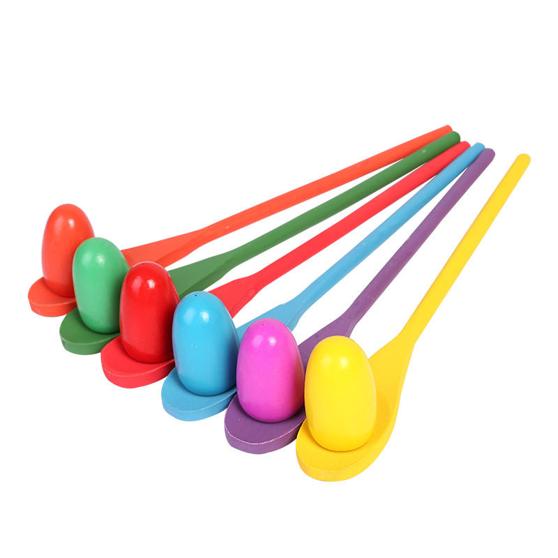 Kindergarten Children Balance Bar Wooden Spoon Balance Ball Early Education Outdoor Interactive Sensory Training Game Balance Egg Toy