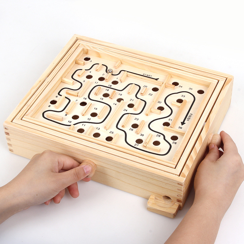 Children Adult Intelligence Development Wooden Ball Game Balance Three-Dimensional Maze Early Education Rolling Bead Toy