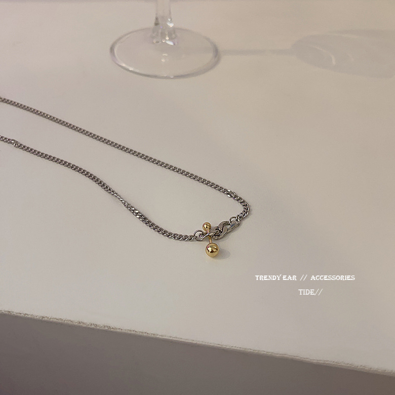 Titanium Steel Simple Metal Hip Hop Balance Ball Fashion Design Chain Necklace Female Clavicle Chain