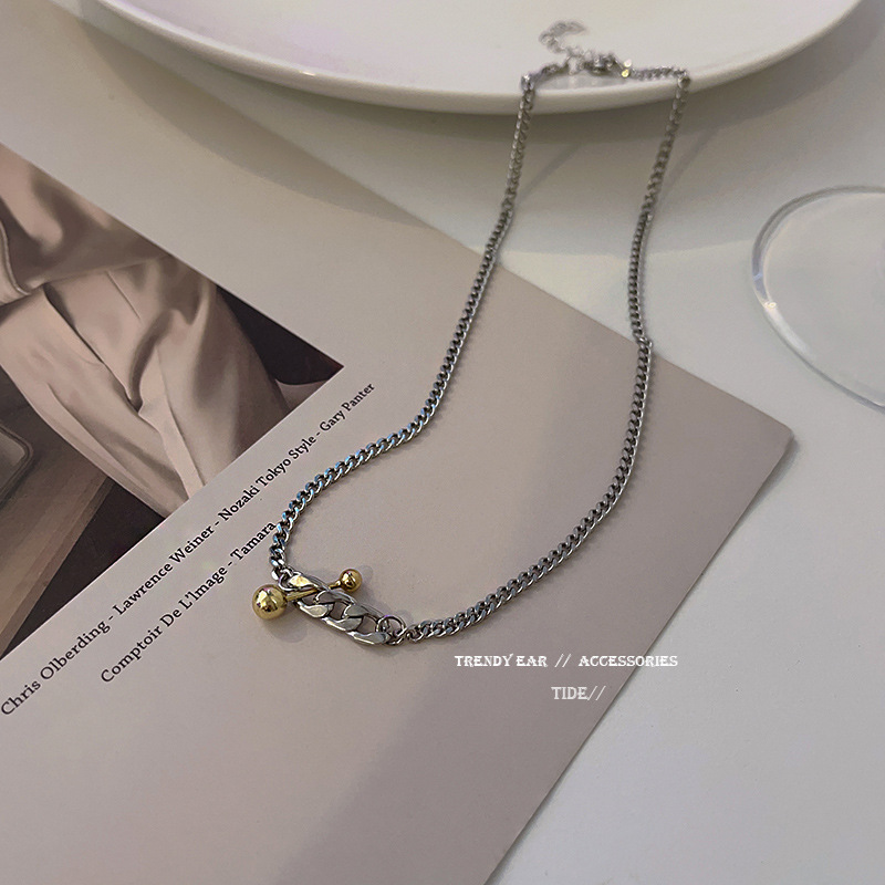 Titanium Steel Simple Metal Hip Hop Balance Ball Fashion Design Chain Necklace Female Clavicle Chain