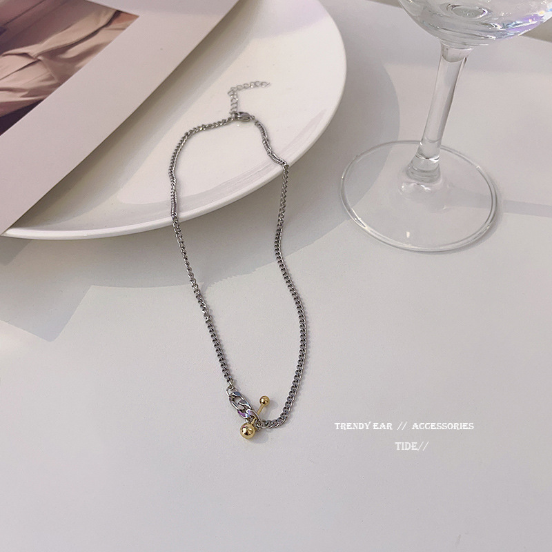 Titanium Steel Simple Metal Hip Hop Balance Ball Fashion Design Chain Necklace Female Clavicle Chain