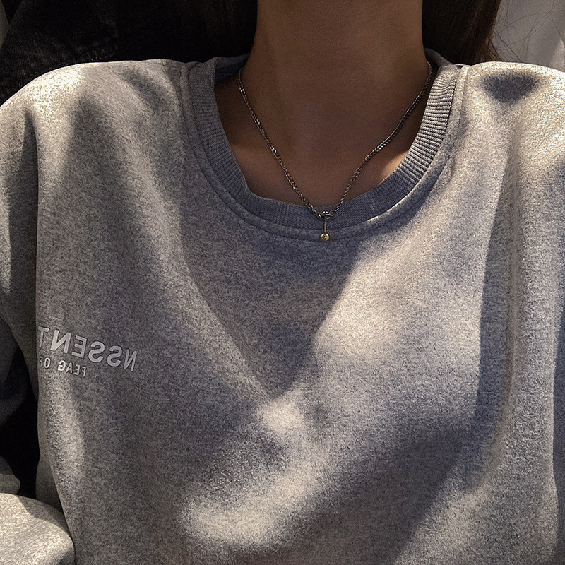 Titanium Steel Simple Metal Hip Hop Balance Ball Fashion Design Chain Necklace Female Clavicle Chain