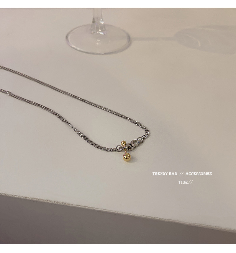 Titanium Steel Simple Metal Hip Hop Balance Ball Fashion Design Chain Necklace Female Clavicle Chain Titanium Steel Simple Metal Hip Hop Balance Ball Fashion Design Chain Necklace Female Clavicle Chain