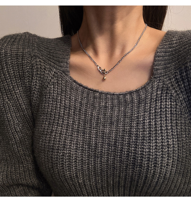 Titanium Steel Simple Metal Hip Hop Balance Ball Fashion Design Chain Necklace Female Clavicle Chain Titanium Steel Simple Metal Hip Hop Balance Ball Fashion Design Chain Necklace Female Clavicle Chain