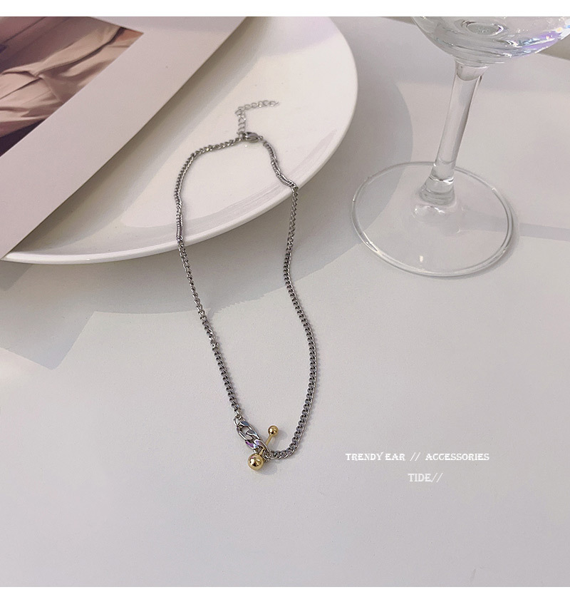 Titanium Steel Simple Metal Hip Hop Balance Ball Fashion Design Chain Necklace Female Clavicle Chain Titanium Steel Simple Metal Hip Hop Balance Ball Fashion Design Chain Necklace Female Clavicle Chain