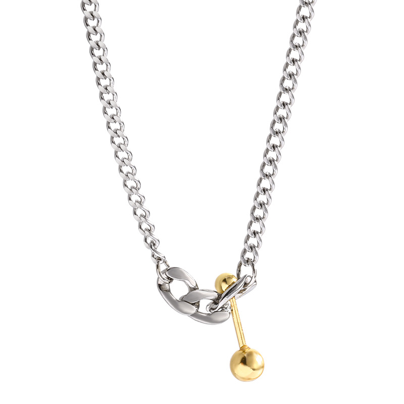 Titanium Steel Simple Metal Hip Hop Balance Ball Fashion Design Chain Necklace Female Clavicle Chain