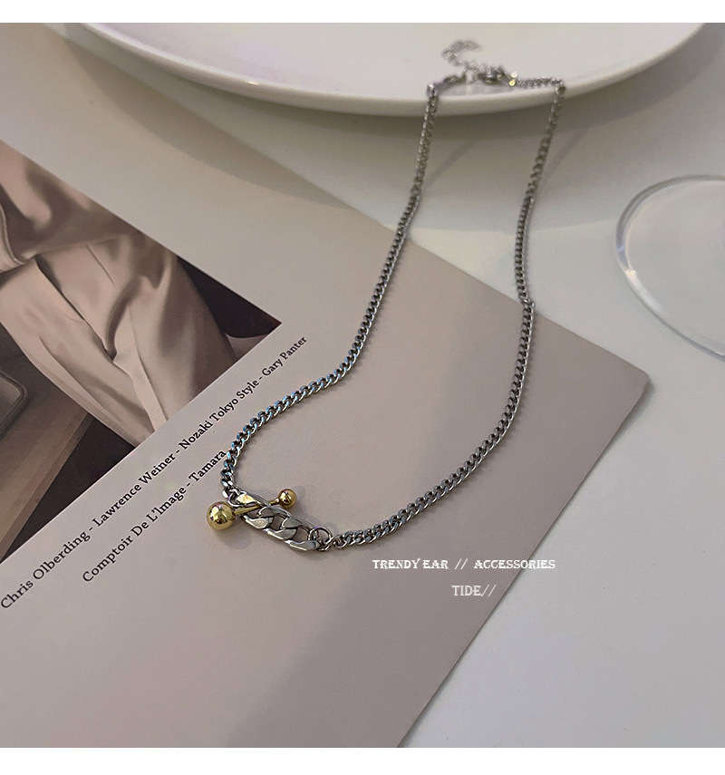 Titanium Steel Simple Metal Hip Hop Balance Ball Fashion Design Chain Necklace Female Clavicle Chain Titanium Steel Simple Metal Hip Hop Balance Ball Fashion Design Chain Necklace Female Clavicle Chain