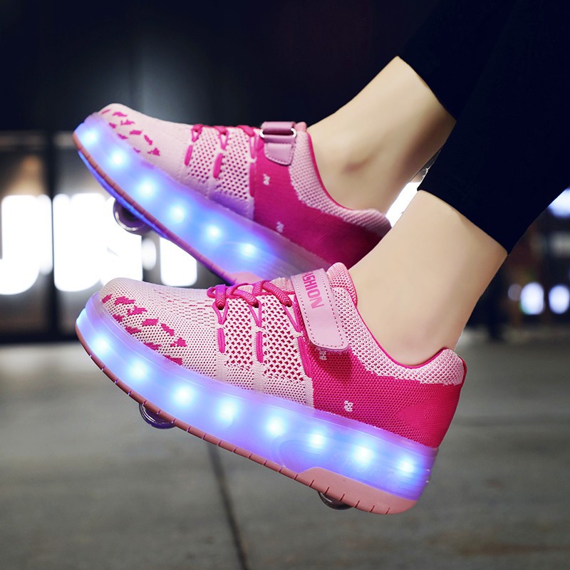 Amazon Overseas Supply Luminous Led Roller Shoe Two-Wheel Boys Charging Skate Shoes Girls Skates Manufacturers