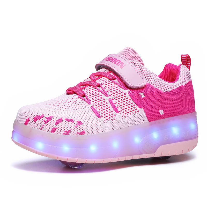 Amazon Overseas Supply Luminous Led Roller Shoe Two-Wheel Boys Charging Skate Shoes Girls Skates Manufacturers