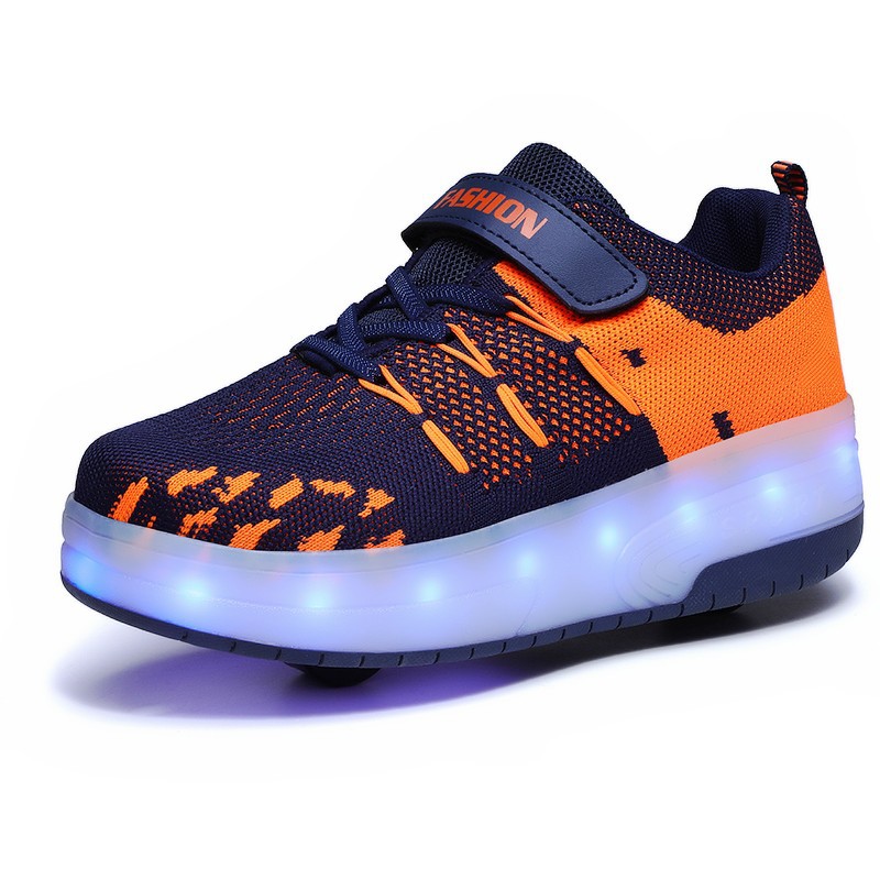 Amazon Overseas Supply Luminous Led Roller Shoe Two-Wheel Boys Charging Skate Shoes Girls Skates Manufacturers