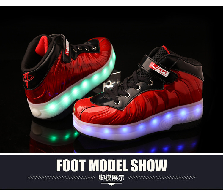 Cross-Border Supply Children's High-Top Heelys Double Wheel the Skating Shoes Pulley with Light Boys and Girls Skates Shoes with LED Light Cross-Border Supply Children's High-Top Heelys Double Wheel the Skating Shoes Pulley with Light Boys and Girls Skates Shoes with LED Light