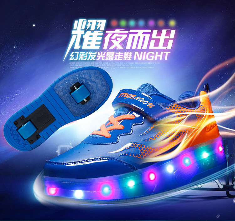 Cross-Border Foreign Trade Supply Light-Emitting Children's Heelys Two-Wheel Skate Shoes Boys' Automatic Model Skates Factory Wholesale Cross-Border Foreign Trade Supply Light-Emitting Children's Heelys Two-Wheel Skate Shoes Boys' Automatic Model Skates Factory Wholesale