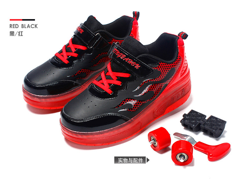 Cross-Border Foreign Trade Supply Light-Emitting Children's Heelys Two-Wheel Skate Shoes Boys' Automatic Model Skates Factory Wholesale Cross-Border Foreign Trade Supply Light-Emitting Children's Heelys Two-Wheel Skate Shoes Boys' Automatic Model Skates Factory Wholesale