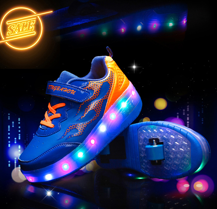 Cross-Border Foreign Trade Supply Light-Emitting Children's Heelys Two-Wheel Skate Shoes Boys' Automatic Model Skates Factory Wholesale Cross-Border Foreign Trade Supply Light-Emitting Children's Heelys Two-Wheel Skate Shoes Boys' Automatic Model Skates Factory Wholesale