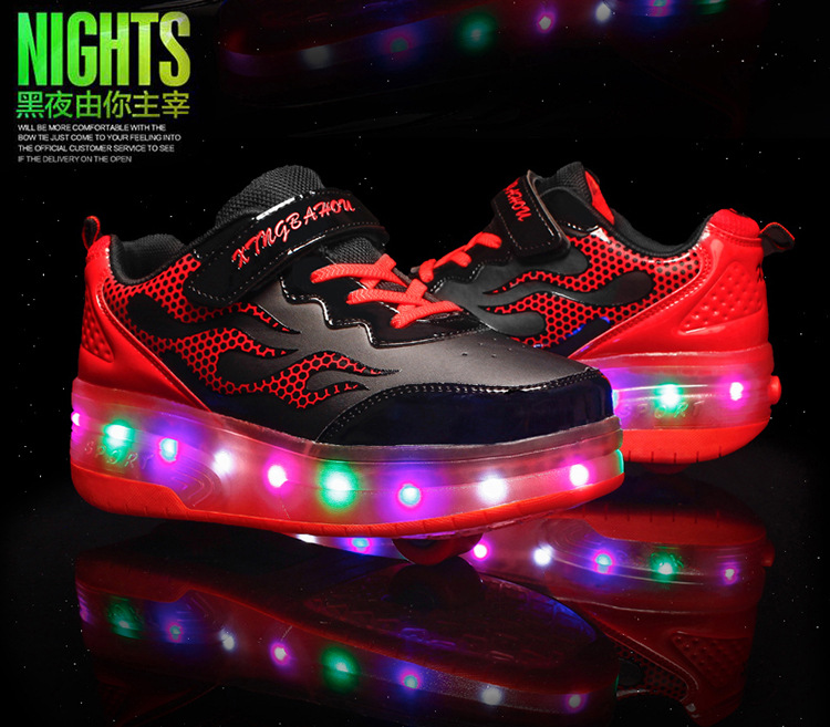 Cross-Border Foreign Trade Supply Light-Emitting Children's Heelys Two-Wheel Skate Shoes Boys' Automatic Model Skates Factory Wholesale Cross-Border Foreign Trade Supply Light-Emitting Children's Heelys Two-Wheel Skate Shoes Boys' Automatic Model Skates Factory Wholesale