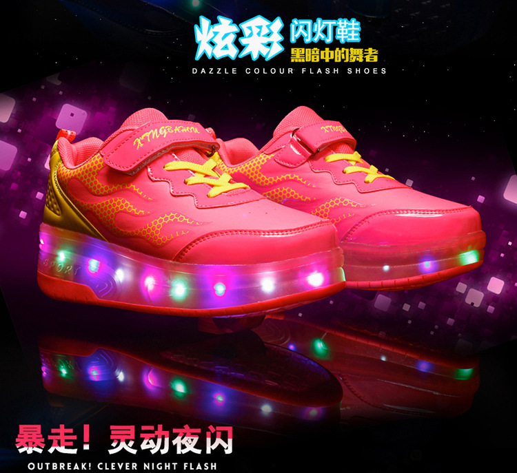 Cross-Border Foreign Trade Supply Light-Emitting Children's Heelys Two-Wheel Skate Shoes Boys' Automatic Model Skates Factory Wholesale Cross-Border Foreign Trade Supply Light-Emitting Children's Heelys Two-Wheel Skate Shoes Boys' Automatic Model Skates Factory Wholesale