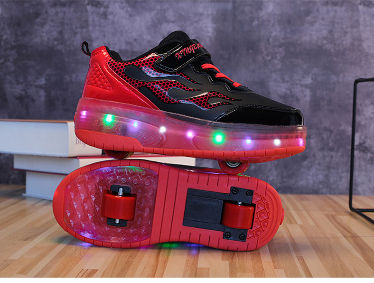Cross-Border Foreign Trade Supply Light-Emitting Children's Heelys Two-Wheel Skate Shoes Boys' Automatic Model Skates Factory Wholesale Cross-Border Foreign Trade Supply Light-Emitting Children's Heelys Two-Wheel Skate Shoes Boys' Automatic Model Skates Factory Wholesale