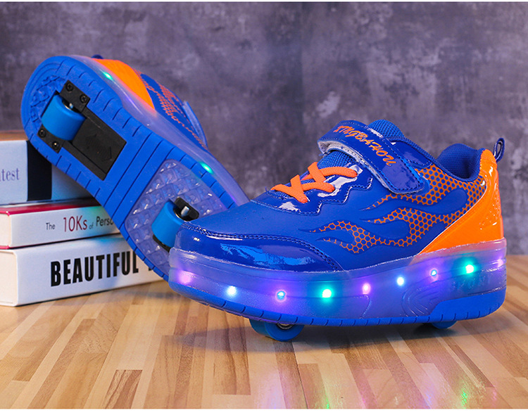 Cross-Border Foreign Trade Supply Light-Emitting Children's Heelys Two-Wheel Skate Shoes Boys' Automatic Model Skates Factory Wholesale Cross-Border Foreign Trade Supply Light-Emitting Children's Heelys Two-Wheel Skate Shoes Boys' Automatic Model Skates Factory Wholesale