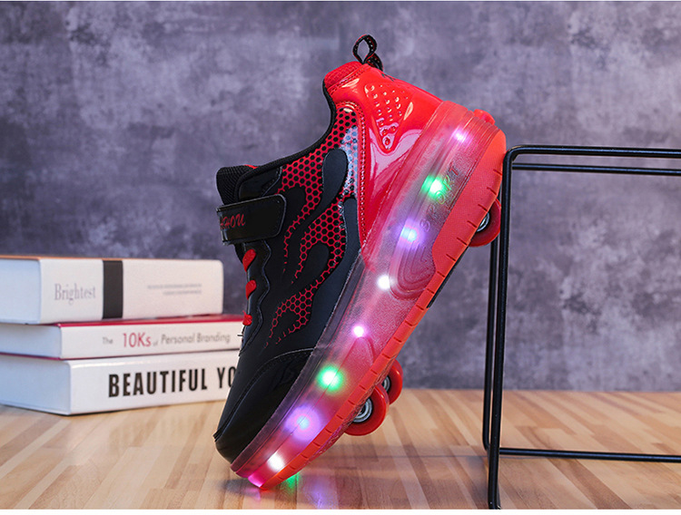 Cross-Border Foreign Trade Supply Light-Emitting Children's Heelys Two-Wheel Skate Shoes Boys' Automatic Model Skates Factory Wholesale Cross-Border Foreign Trade Supply Light-Emitting Children's Heelys Two-Wheel Skate Shoes Boys' Automatic Model Skates Factory Wholesale