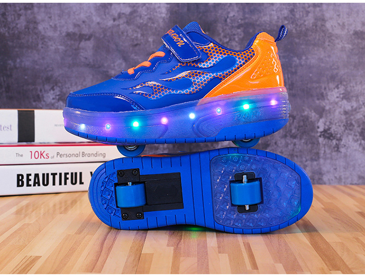 Cross-Border Foreign Trade Supply Light-Emitting Children's Heelys Two-Wheel Skate Shoes Boys' Automatic Model Skates Factory Wholesale Cross-Border Foreign Trade Supply Light-Emitting Children's Heelys Two-Wheel Skate Shoes Boys' Automatic Model Skates Factory Wholesale
