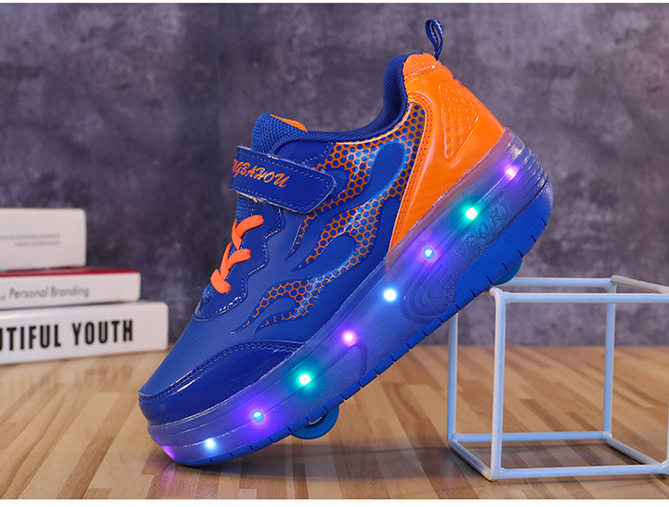 Cross-Border Foreign Trade Supply Light-Emitting Children's Heelys Two-Wheel Skate Shoes Boys' Automatic Model Skates Factory Wholesale Cross-Border Foreign Trade Supply Light-Emitting Children's Heelys Two-Wheel Skate Shoes Boys' Automatic Model Skates Factory Wholesale