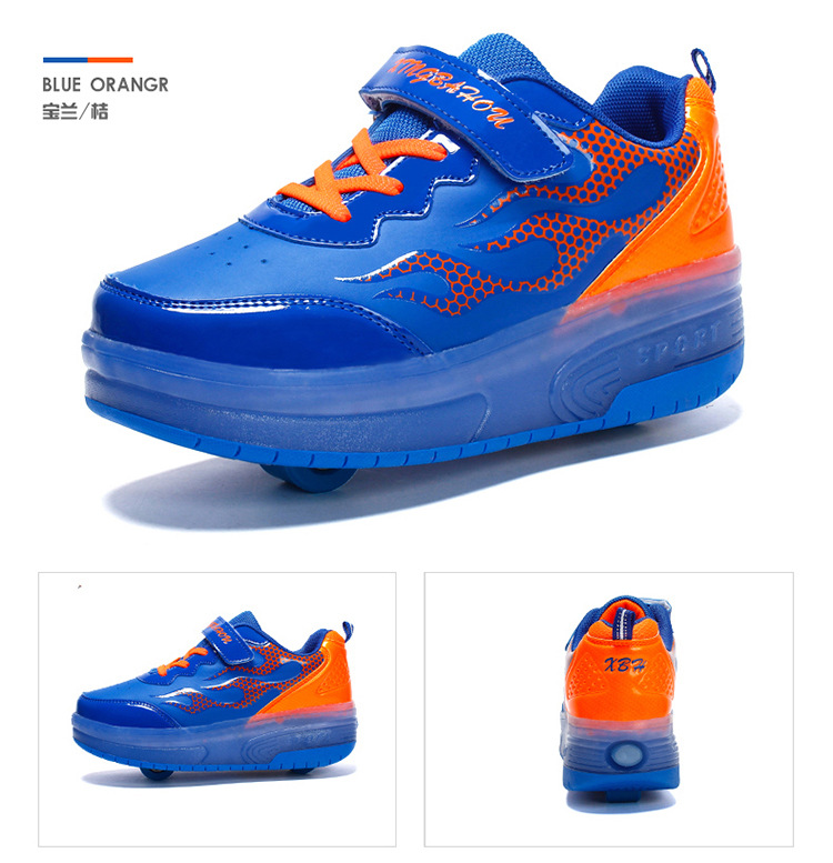 Cross-Border Foreign Trade Supply Light-Emitting Children's Heelys Two-Wheel Skate Shoes Boys' Automatic Model Skates Factory Wholesale Cross-Border Foreign Trade Supply Light-Emitting Children's Heelys Two-Wheel Skate Shoes Boys' Automatic Model Skates Factory Wholesale