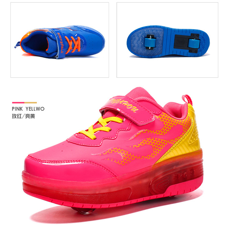Cross-Border Foreign Trade Supply Light-Emitting Children's Heelys Two-Wheel Skate Shoes Boys' Automatic Model Skates Factory Wholesale Cross-Border Foreign Trade Supply Light-Emitting Children's Heelys Two-Wheel Skate Shoes Boys' Automatic Model Skates Factory Wholesale