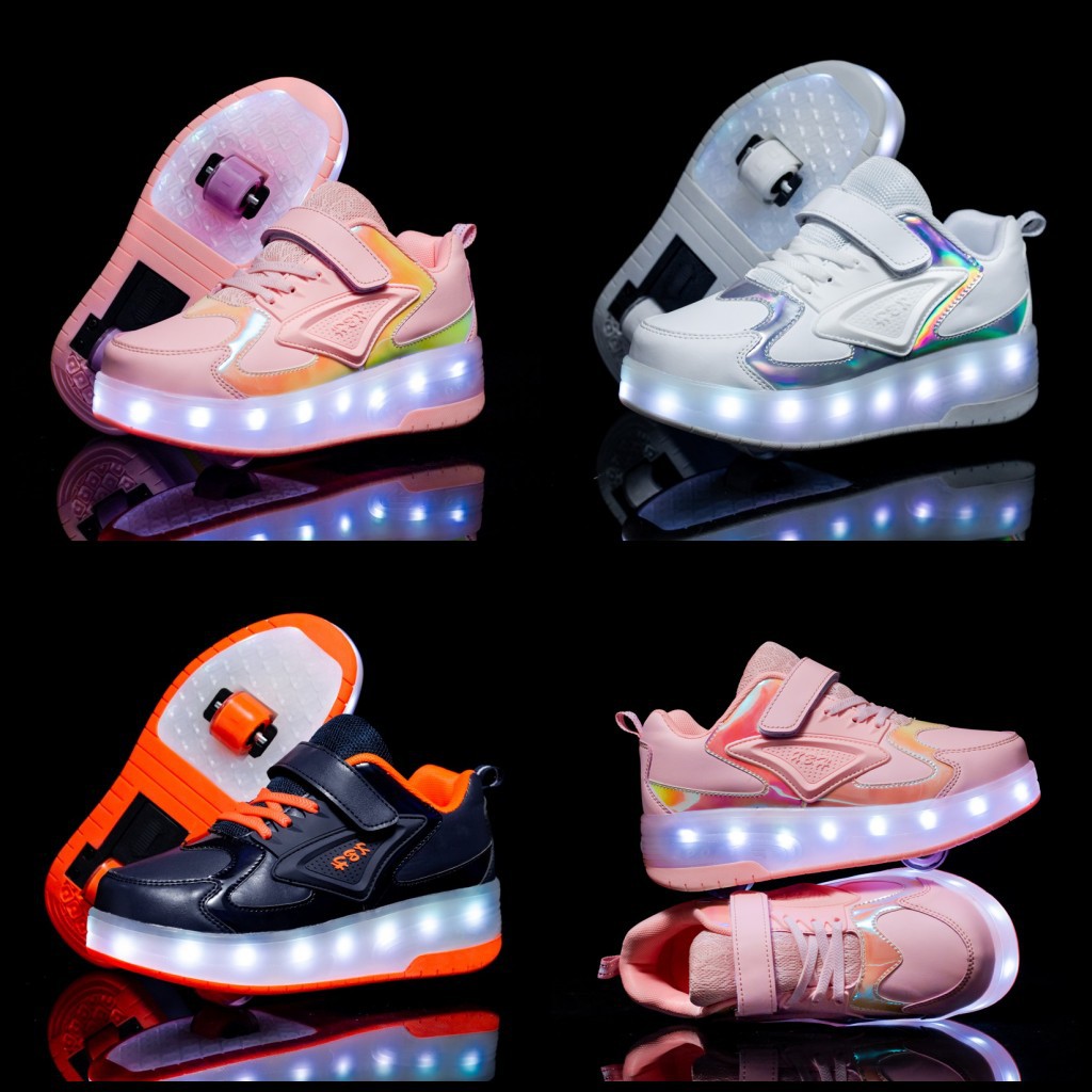 Amazon Sources New Charging Children&#039;s Luminous Heelys Double Wheel Skate Shoes Boys and Girls Shoes Wings Skates