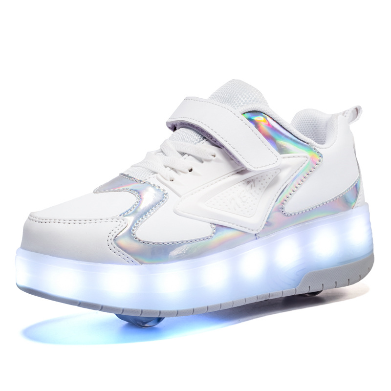Amazon Sources New Charging Children&#039;s Luminous Heelys Double Wheel Skate Shoes Boys and Girls Shoes Wings Skates