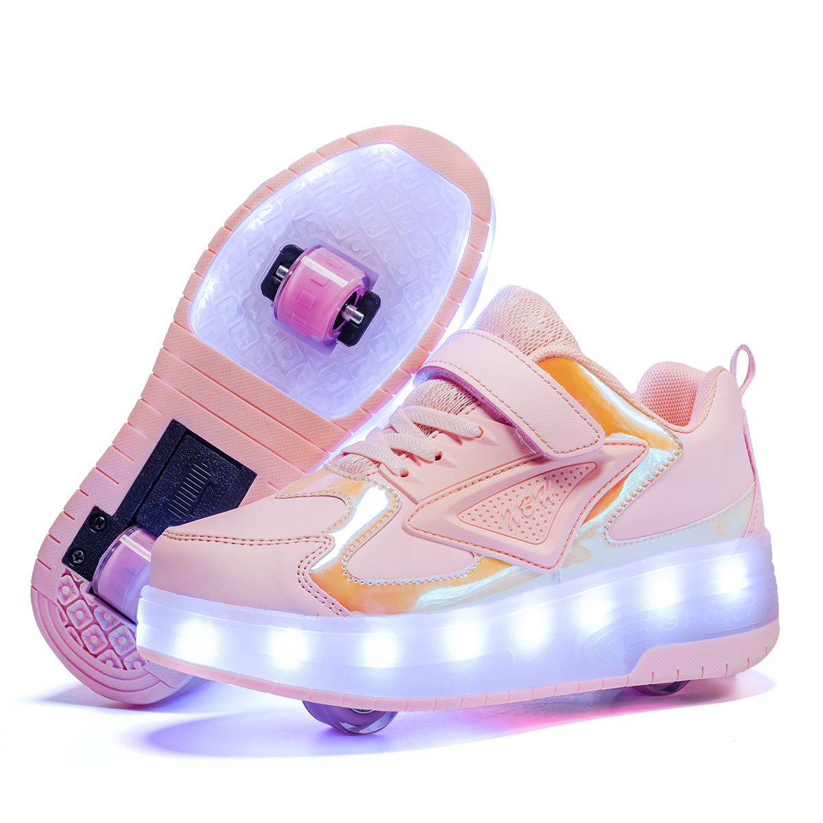 Cross-Border Live Supply New Children&#039;s Luminous Two-Wheel Heelys Adult Light Shoes Skate Shoes Men and Women Skates