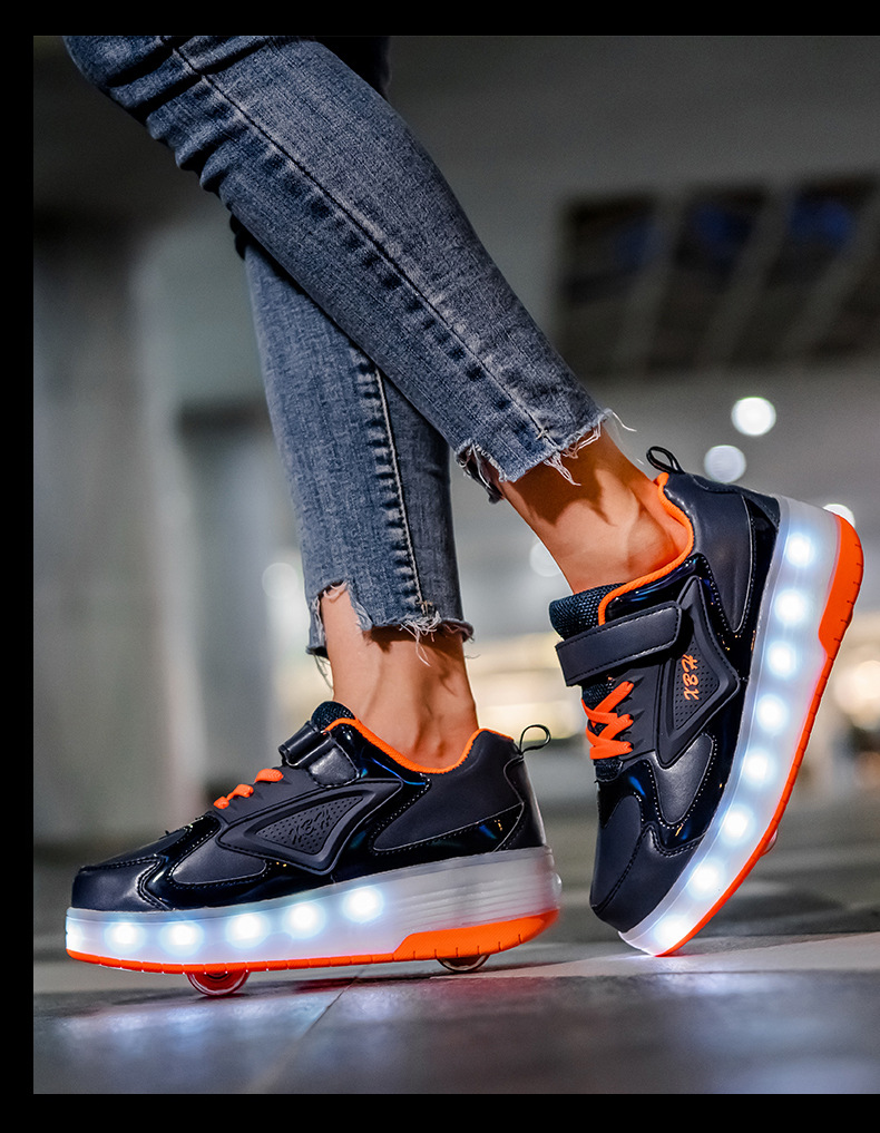 Cross-Border Live Supply New Children's Luminous Two-Wheel Heelys Adult Light Shoes Skate Shoes Men and Women Skates Cross-Border Live Supply New Children's Luminous Two-Wheel Heelys Adult Light Shoes Skate Shoes Men and Women Skates