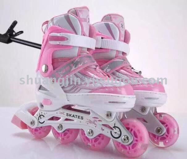 PU full flash skates with adjustable in-line roller skates for students and children