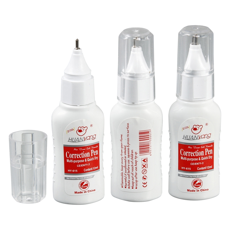 Quick dry multi purpose safety mental brush tip 12ml white out correction fluid liquid pen Quick dry multi purpose safety mental brush tip 12ml white out correction fluid liquid pen