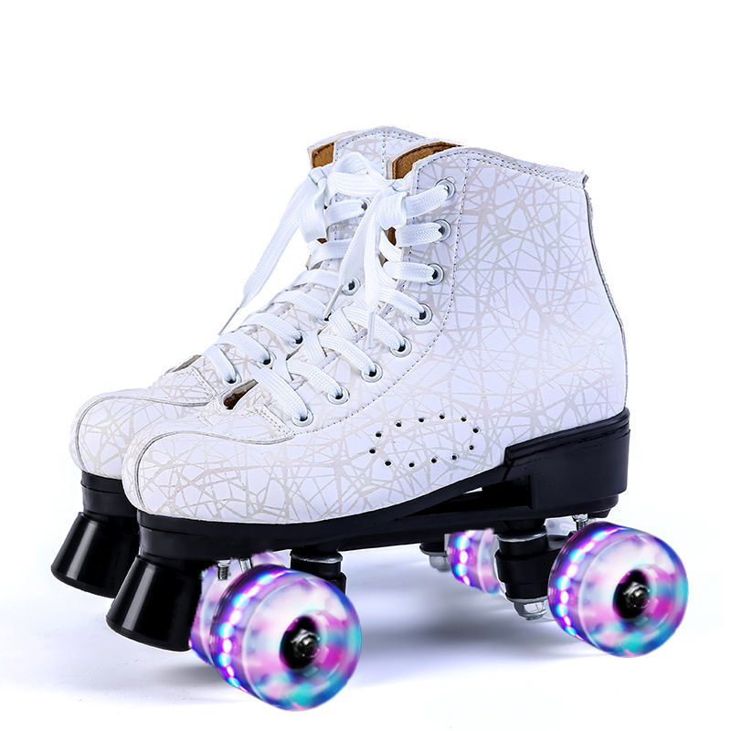 Adult Skates Smooth Black and White Branches Universal Pulley Skates Adult Skates Smooth Black and White Branches Universal Pulley Skates